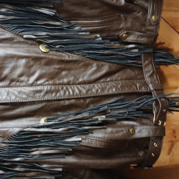 All American Rider Vintage Brown Leather Fringe Jacket - Picture 3 of 12